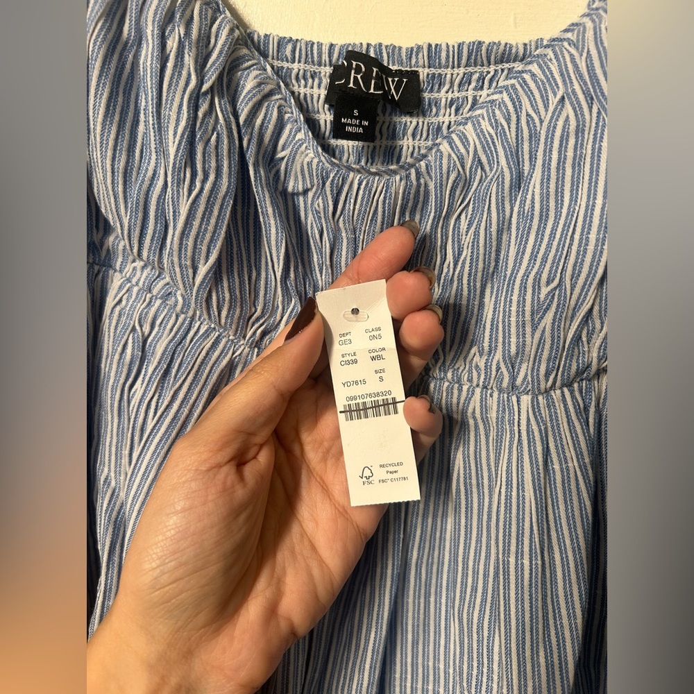 NWT J. Crew Airy gauze empire-waist midi dress in stripe Size Small - Picture 7 of 12